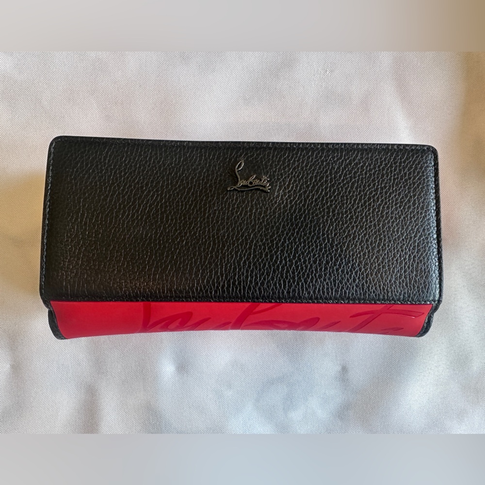 Christian Louboutin Black and Red Leather Continental Wallet